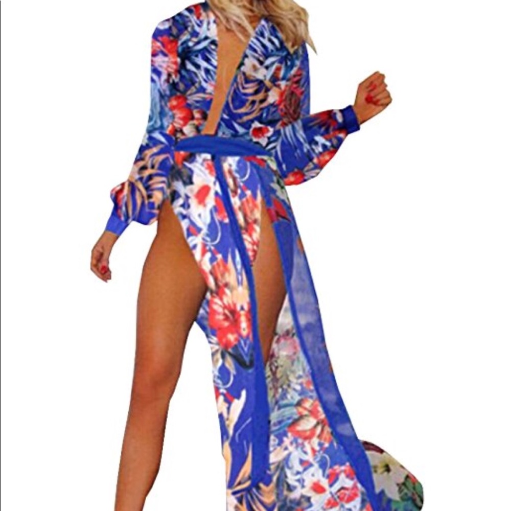 Bohemian Blue flowy dress sz 8-10